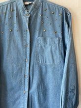 Cargar imagen en el visor de la galería, Denim Shirt with Brass Studs
