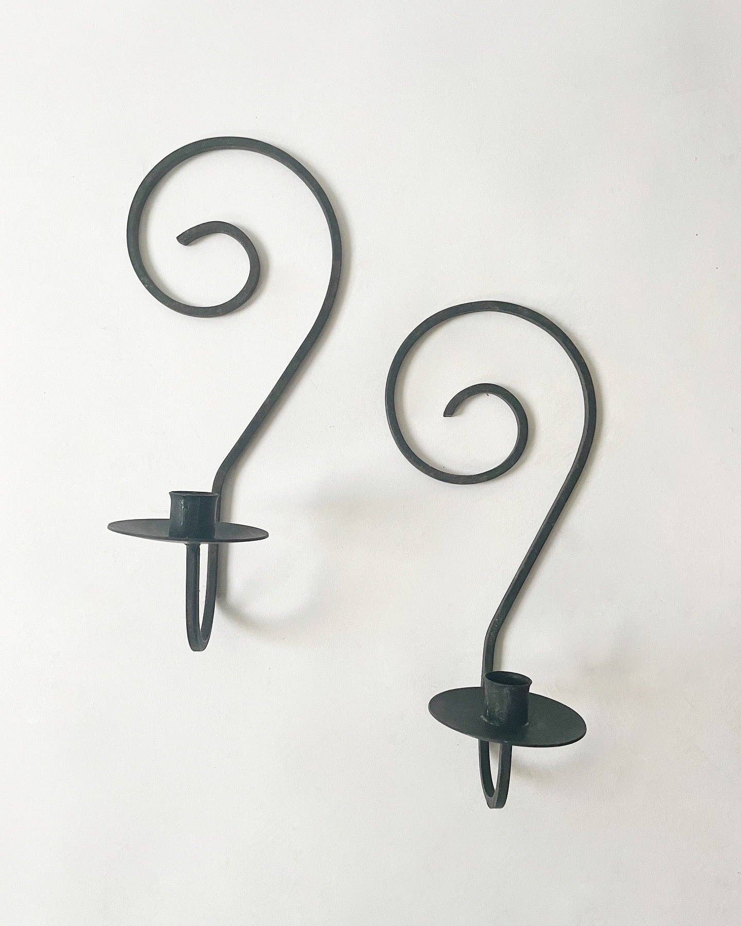 Spiral Curled Wrought Iron Candle Sconces