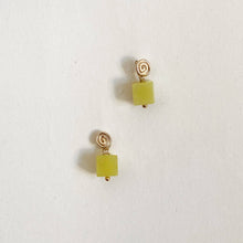 Load image into Gallery viewer, Inward Earrings- Olive Jade: 14K Gold Filled
