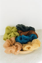 Cargar imagen en el visor de la galería, Sage Silk Organza Plant Dyed Scrunchie | Handmade
