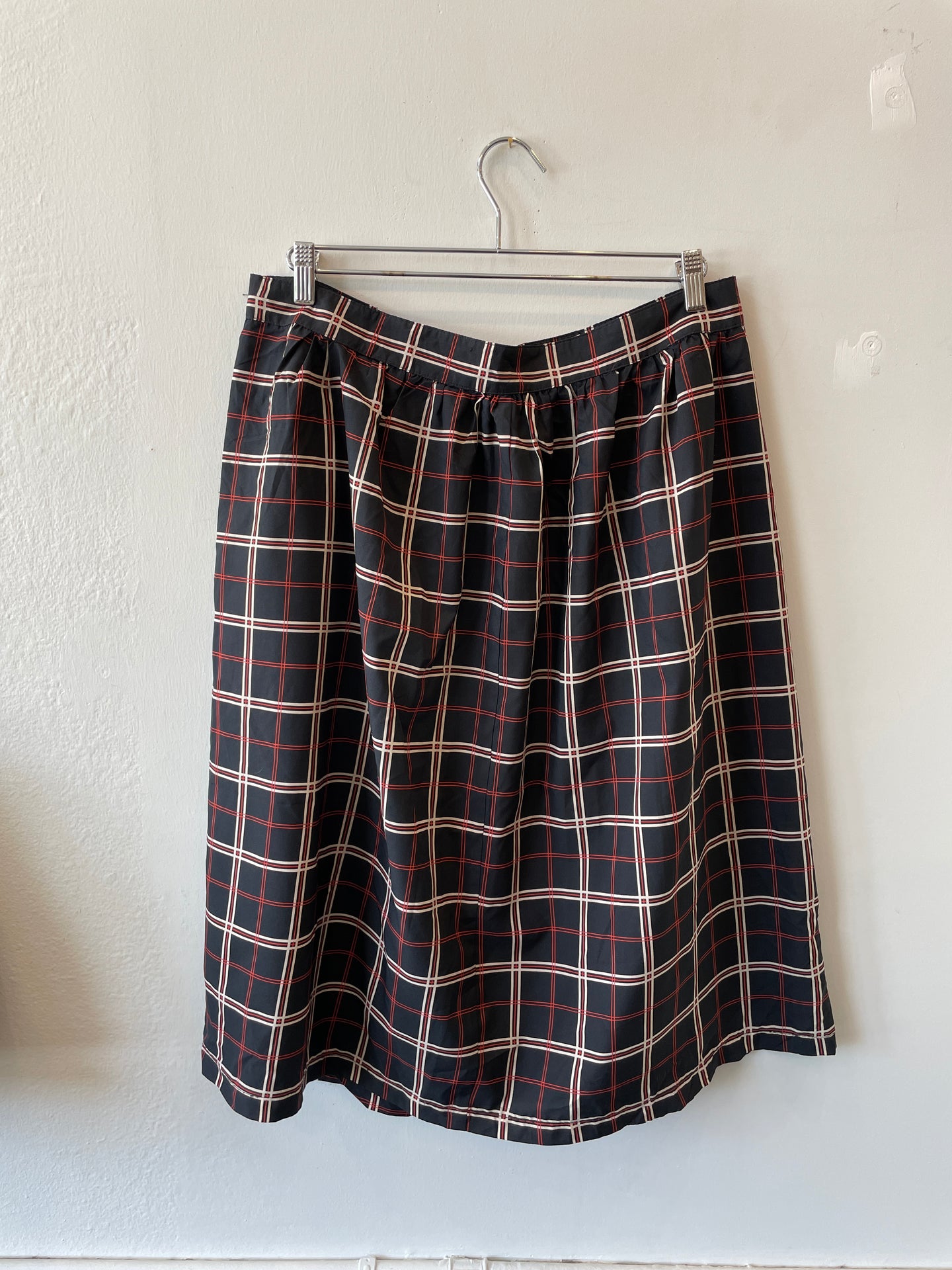 Black Windowpane Plaid Skirt