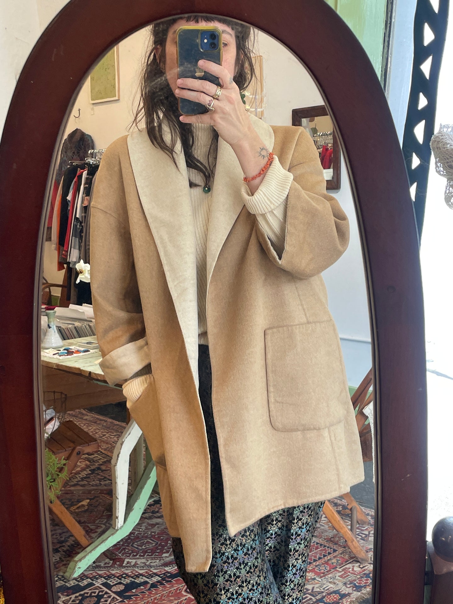 Reversible Shawl Collar Open Jacket | OS