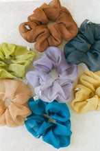 Cargar imagen en el visor de la galería, Sage Silk Organza Plant Dyed Scrunchie | Handmade
