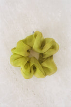 Cargar imagen en el visor de la galería, Sage Silk Organza Plant Dyed Scrunchie | Handmade
