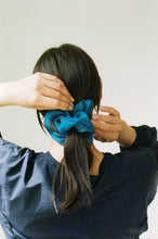 Load image into Gallery viewer, Indigo Silk Organza Plant Dyed Scrunchie | Handmade
