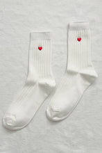 Charger l&#39;image dans la galerie, Her Socks - White with Red Embroidered Heart
