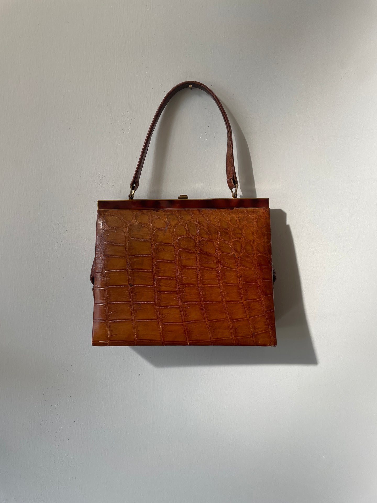 Croc-embossed handbag