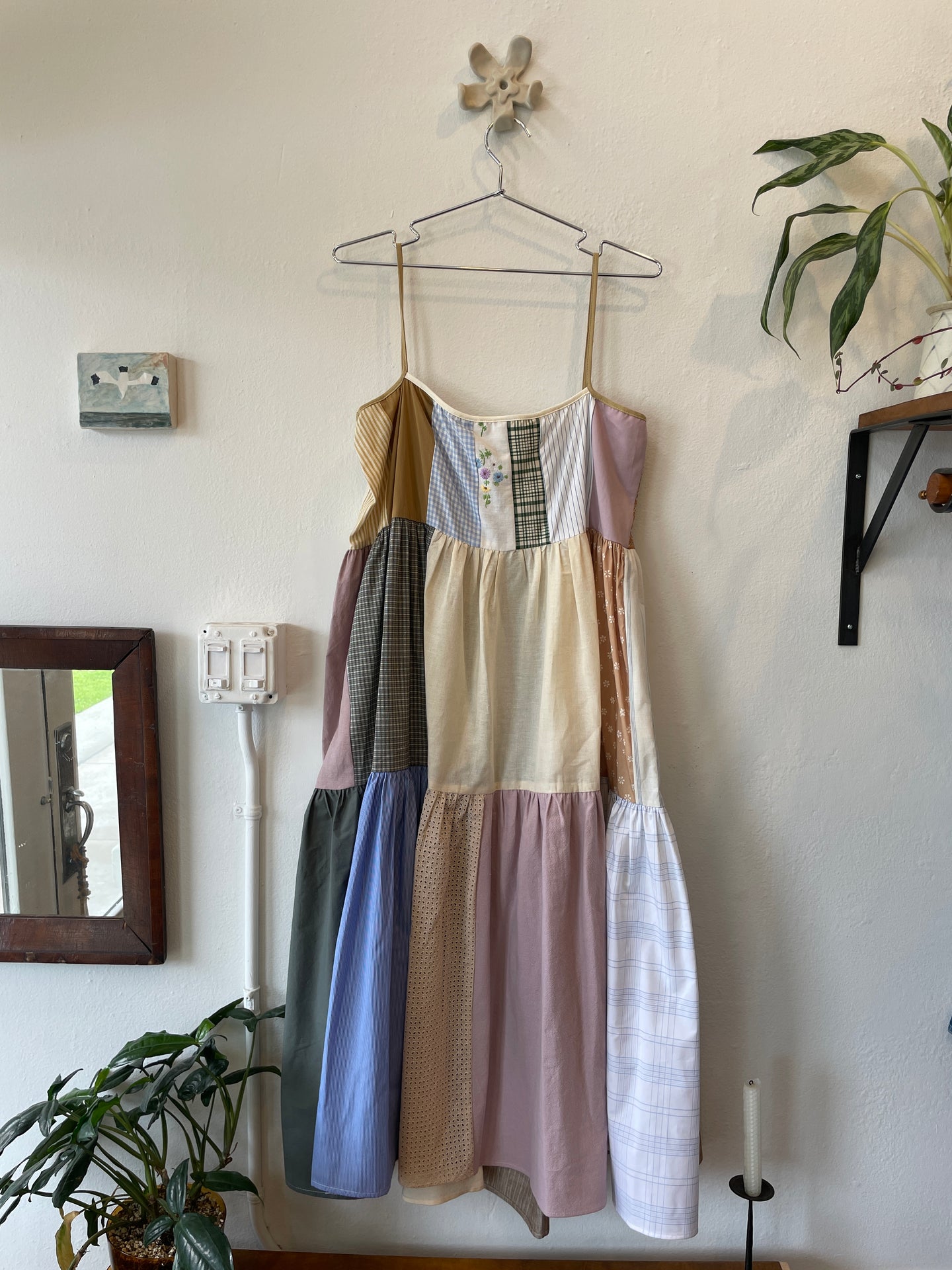 Patchwork Dress in Khaki/Lilac