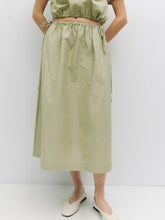 Load image into Gallery viewer, Textured Midi Skirt with Side Ties in Olive
