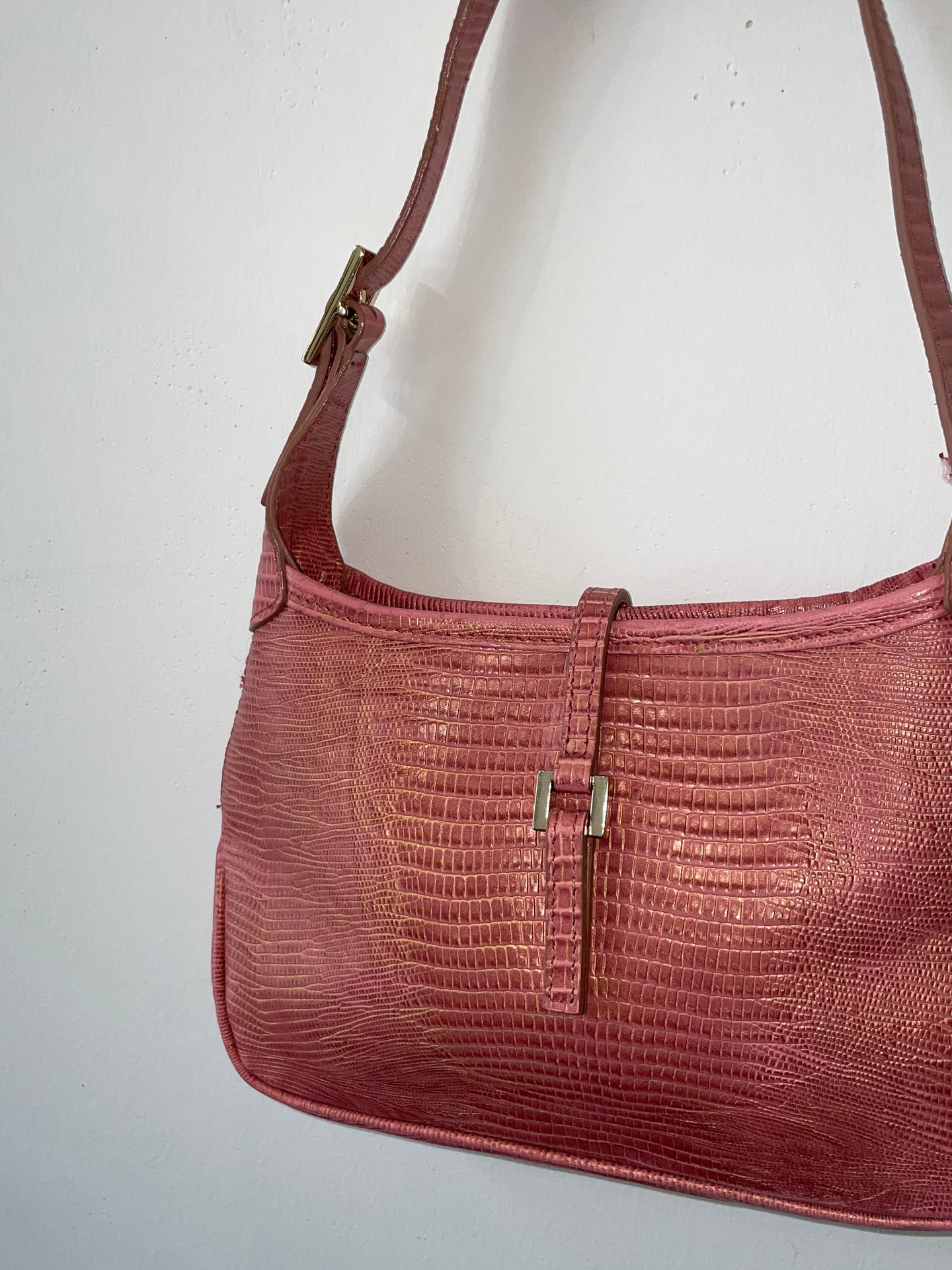 pink embossed mini bag