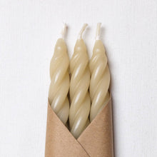 Load image into Gallery viewer, Sand Beeswax Taper Candles Set of 3: Spiral
