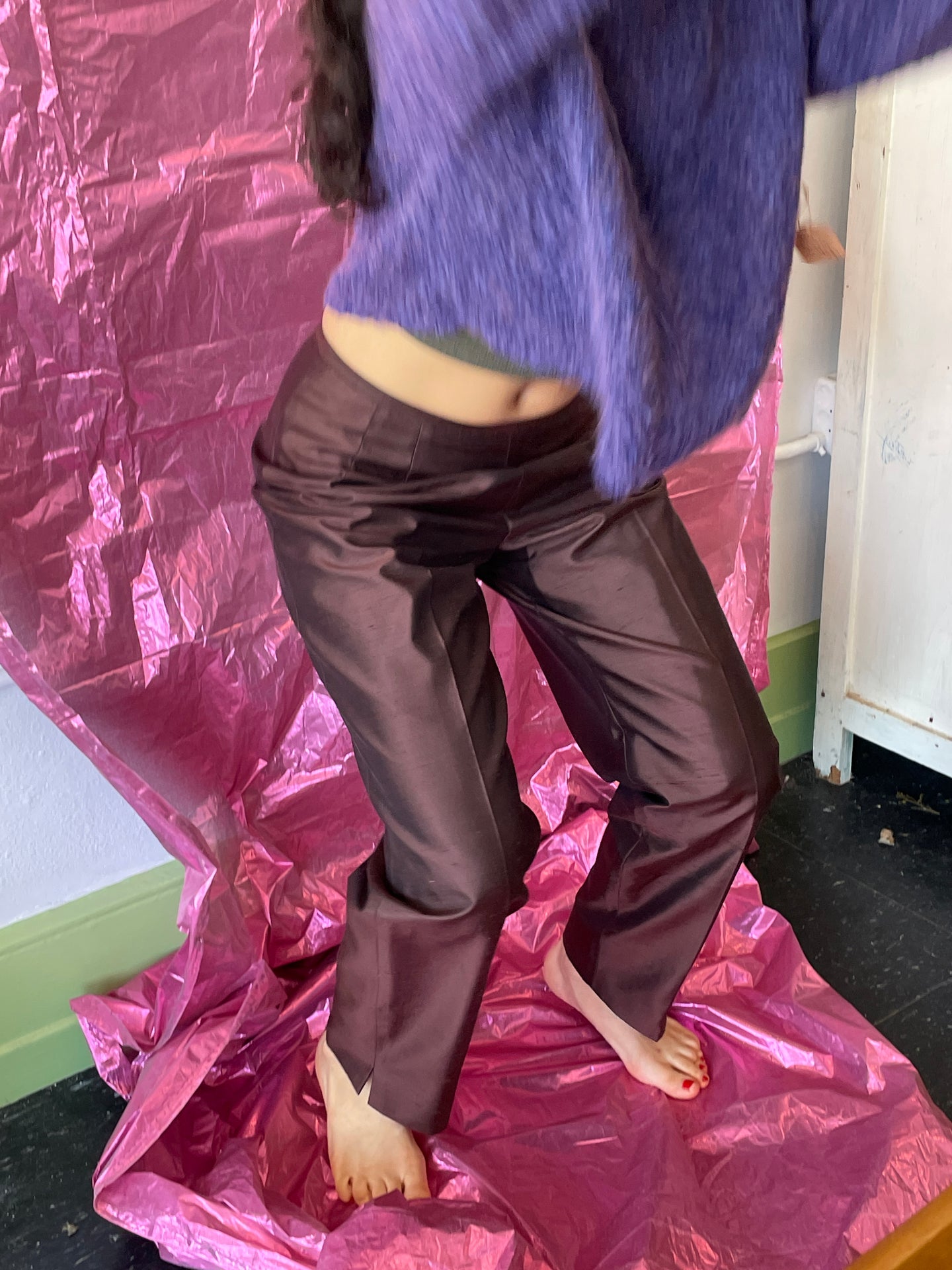 Brown Silk Pants
