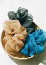 Load image into Gallery viewer, Indigo Silk Organza Plant Dyed Scrunchie | Handmade
