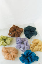 Cargar imagen en el visor de la galería, Sage Silk Organza Plant Dyed Scrunchie | Handmade
