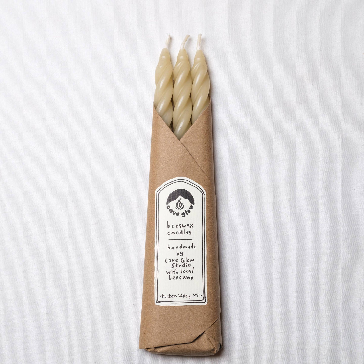 Sand Beeswax Taper Candles Set of 3: Spiral