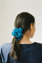 Load image into Gallery viewer, Indigo Silk Organza Plant Dyed Scrunchie | Handmade
