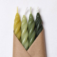 Load image into Gallery viewer, Woodland Beeswax Candles Set of 4: Spiral Taper
