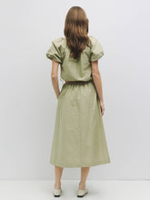 Load image into Gallery viewer, Textured Midi Skirt with Side Ties in Olive
