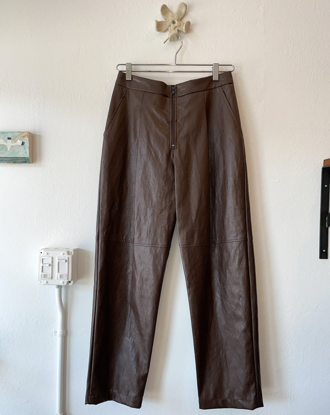 Cole Pant in Brown Vegan Leather