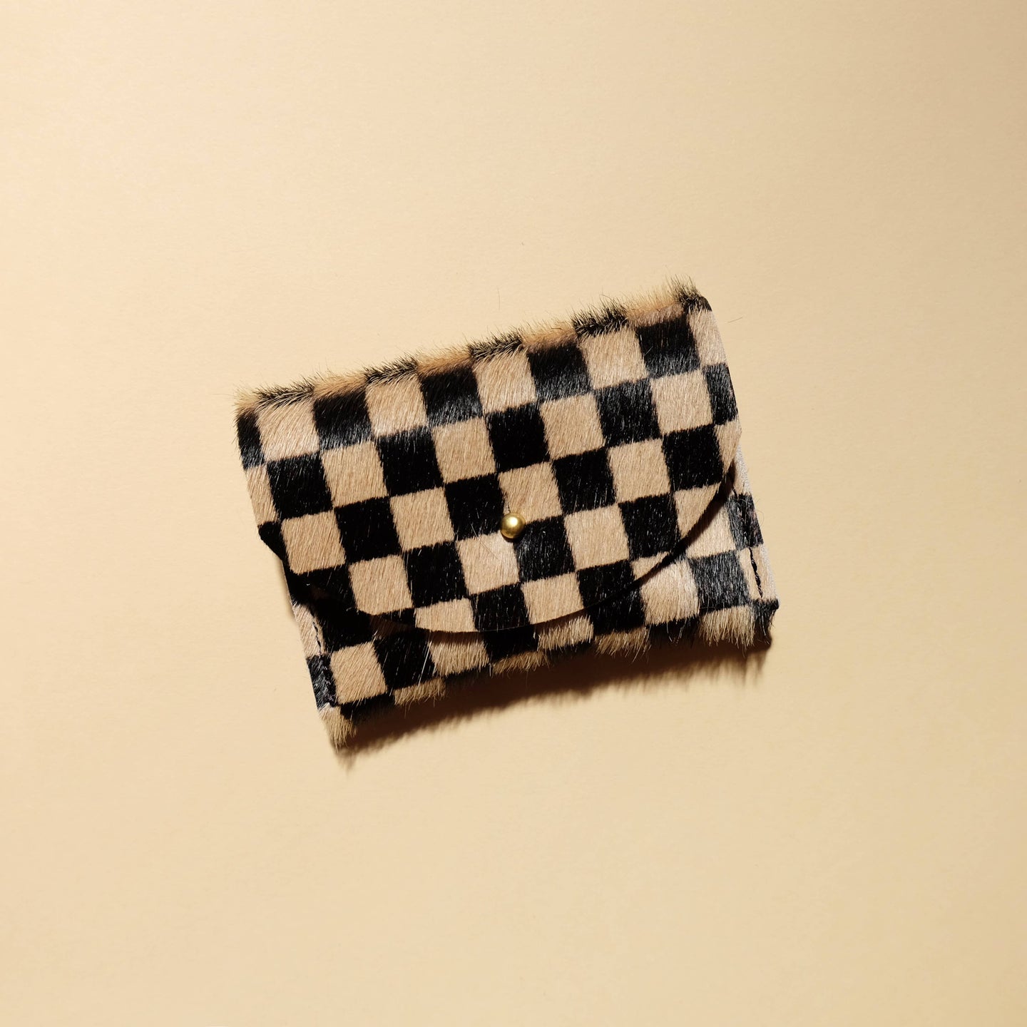 Cardholder - Tan Checkered Hair on Hide