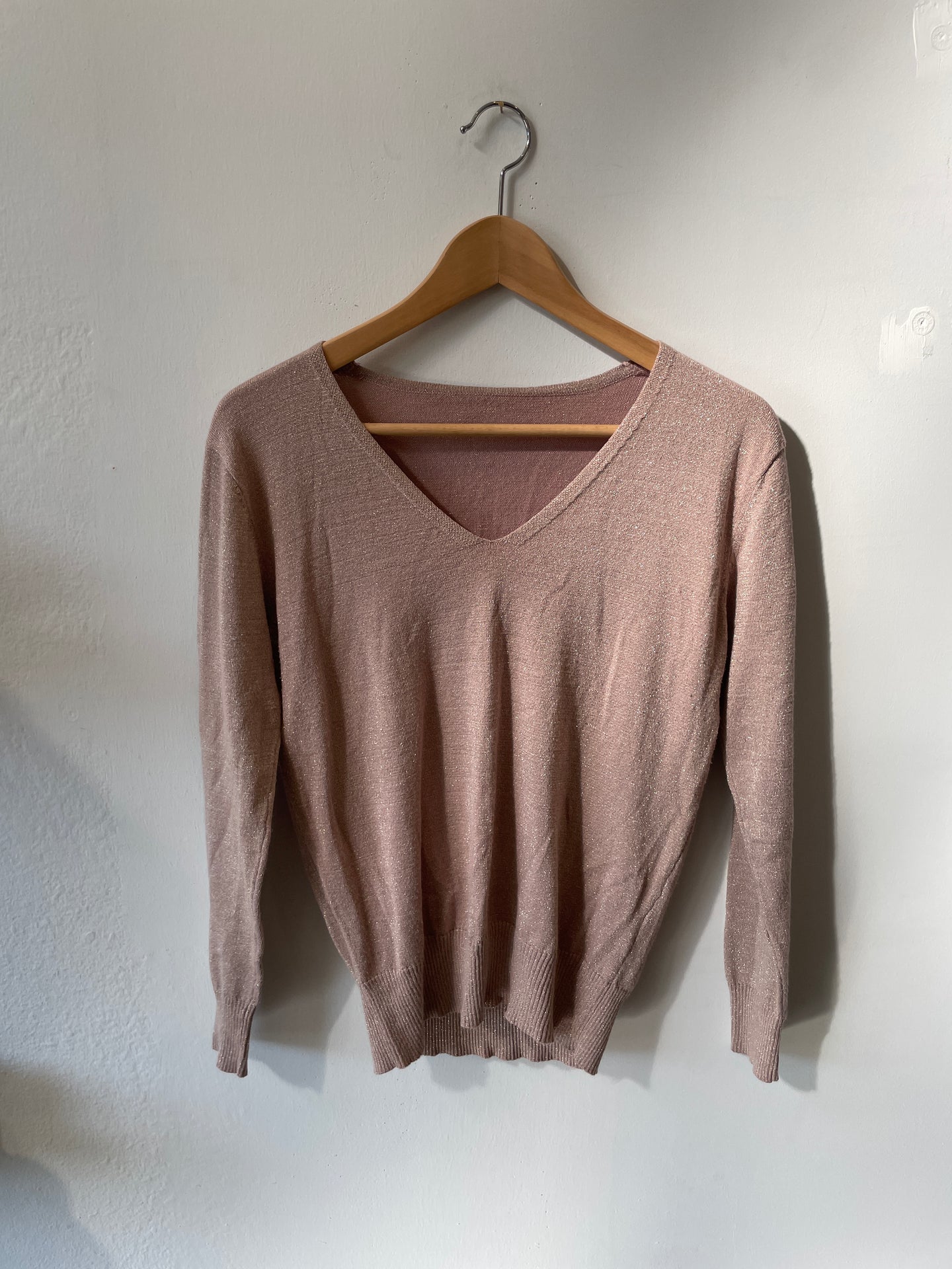pink shimmer sweater | S