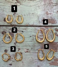 Load image into Gallery viewer, 18k Gold Plated Classic Hoops
