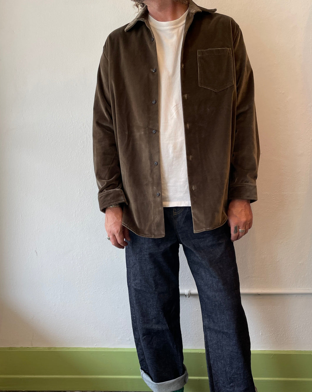 Oversize Longsleeve Shirt in Walnut Velvet