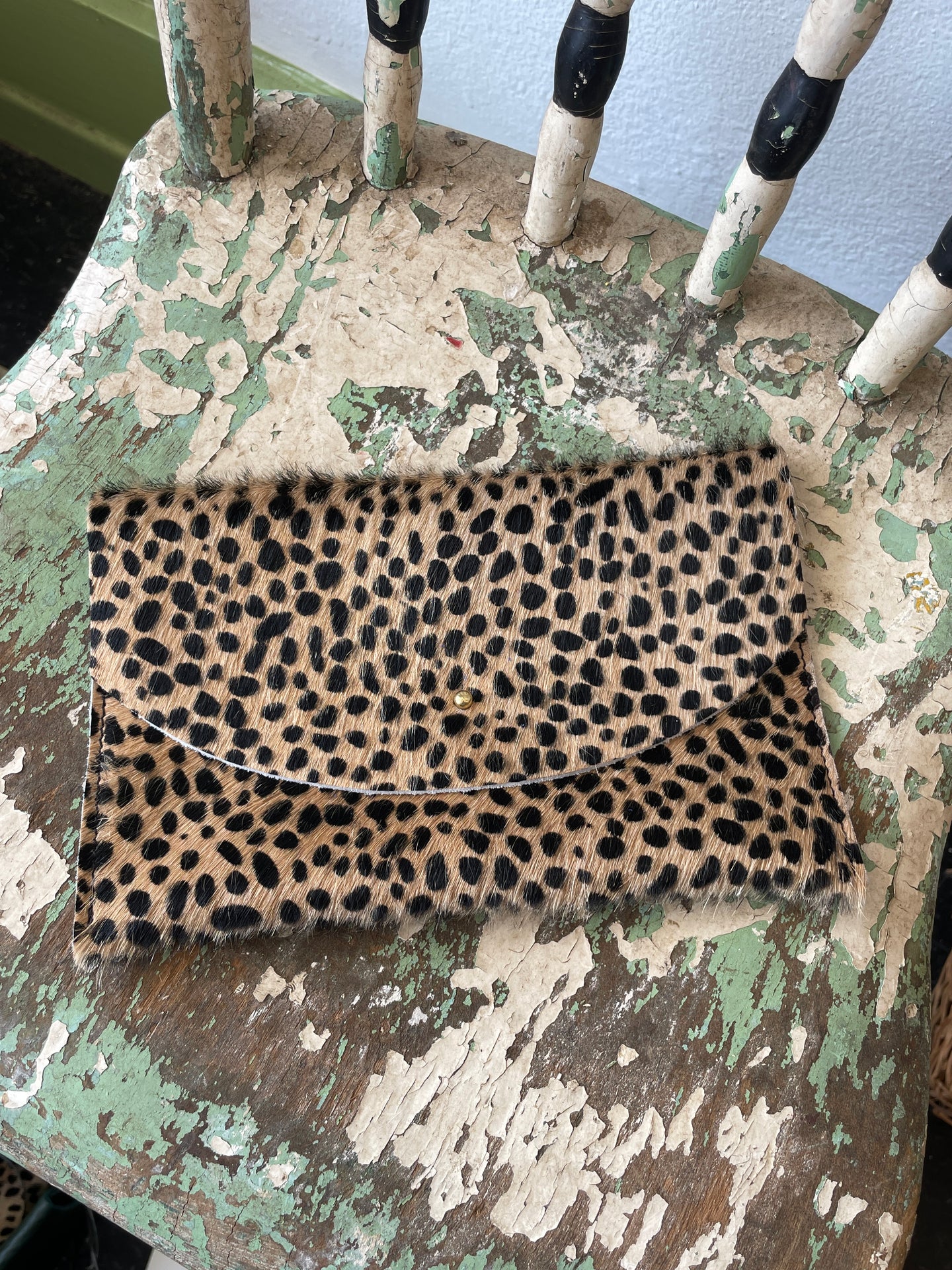 Envelope Pouch - Tiny Spotted Hair on Hide