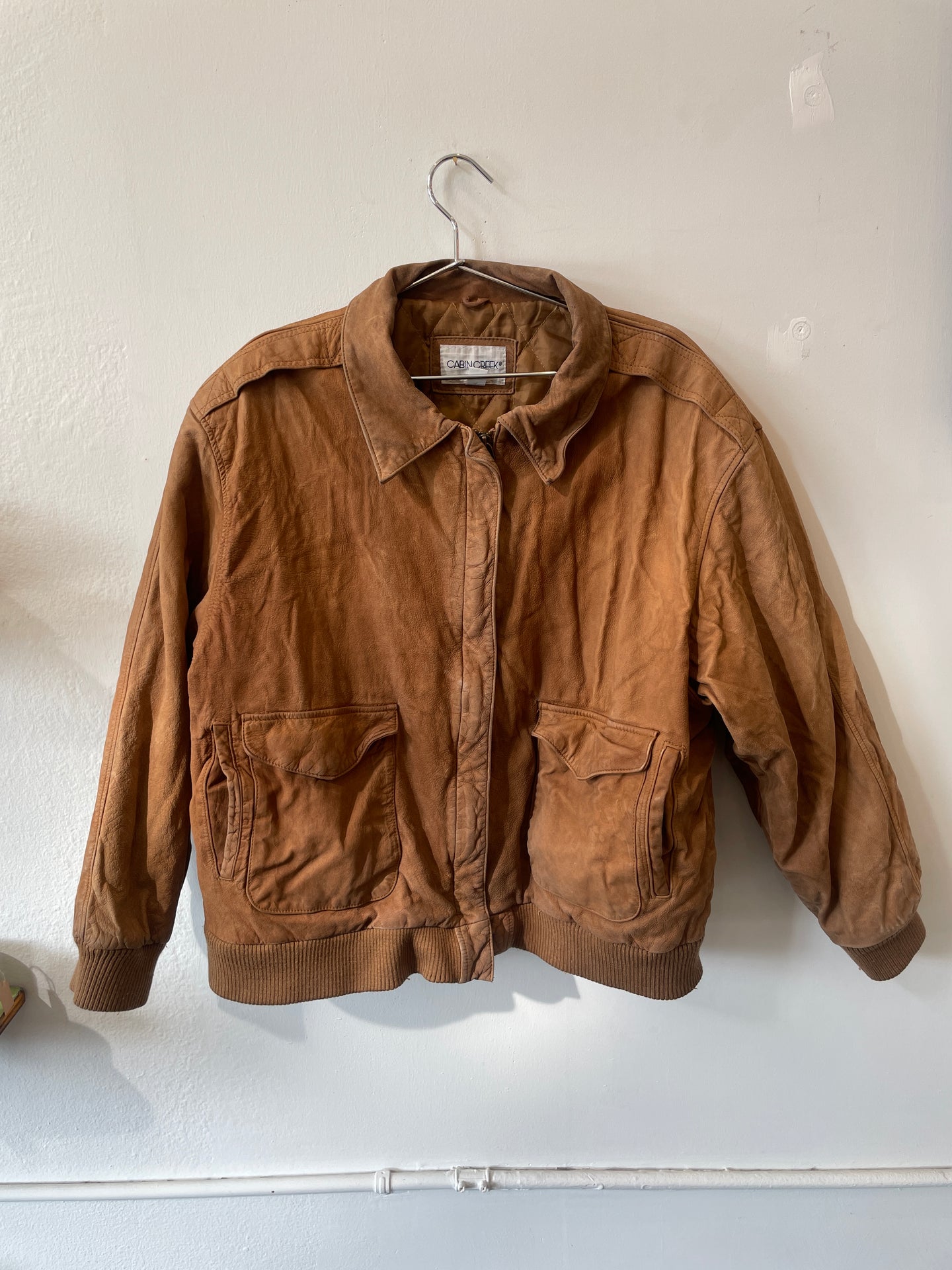 Brown Suede Bomber Jacket | XL