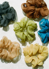 Load image into Gallery viewer, Indigo Silk Organza Plant Dyed Scrunchie | Handmade
