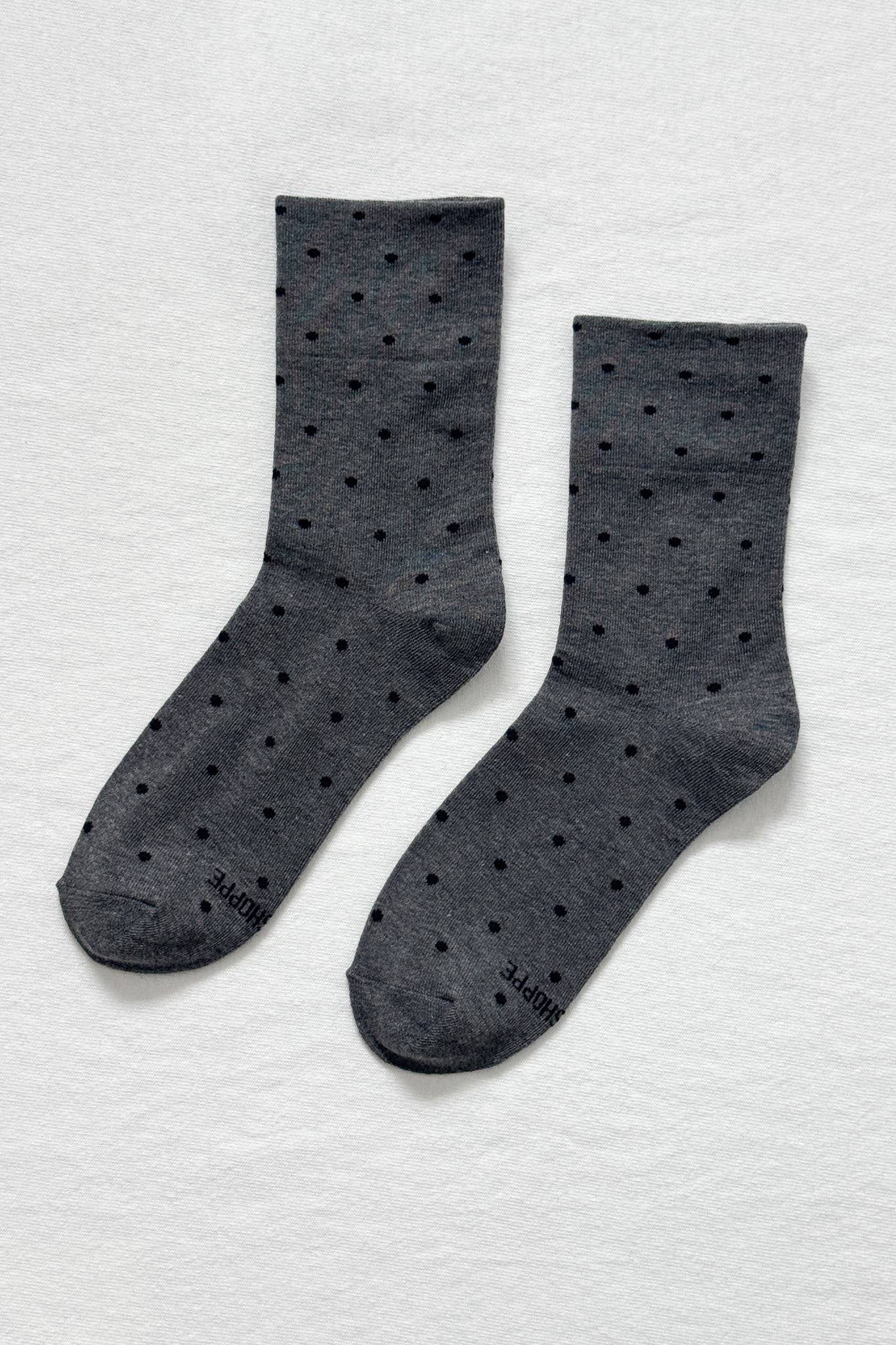 Sneaker Socks: Charcoal Polka Dot