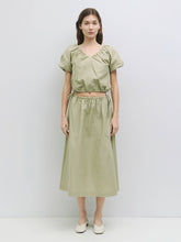 Load image into Gallery viewer, Textured Midi Skirt with Side Ties in Olive
