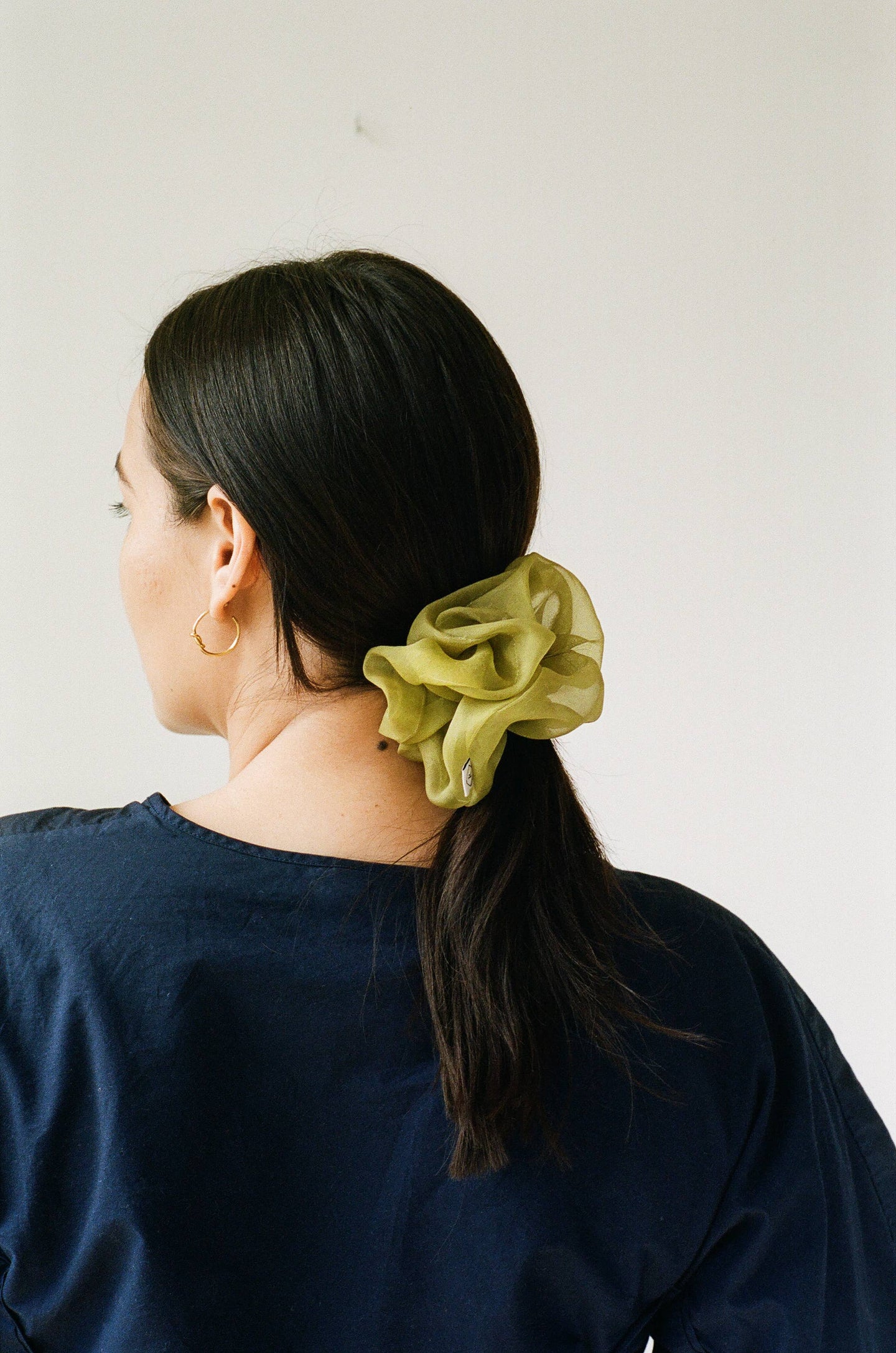 Sage Silk Organza Plant Dyed Scrunchie | Handmade