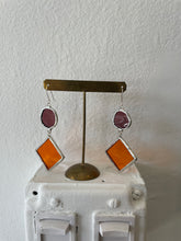 Load image into Gallery viewer, Stained Glass Earrings - Purple &amp; Orange
