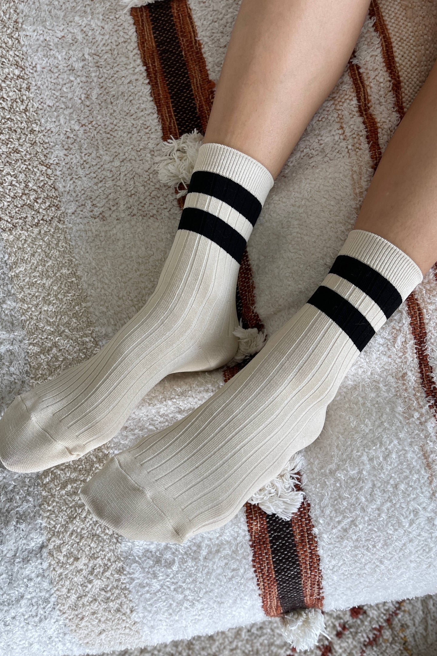 Her Socks - Varsity: Cream Black