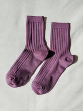 Load image into Gallery viewer, Her Socks - Mercerized Combed Cotton Rib: Orchid
